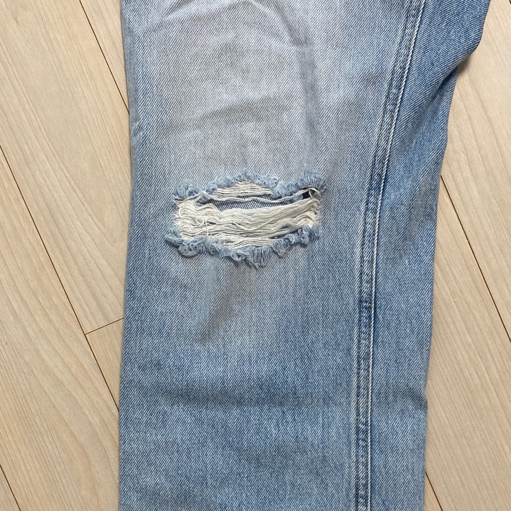 H&M Straight Leg Blue Distressed Jeans - Picture 4 of 5